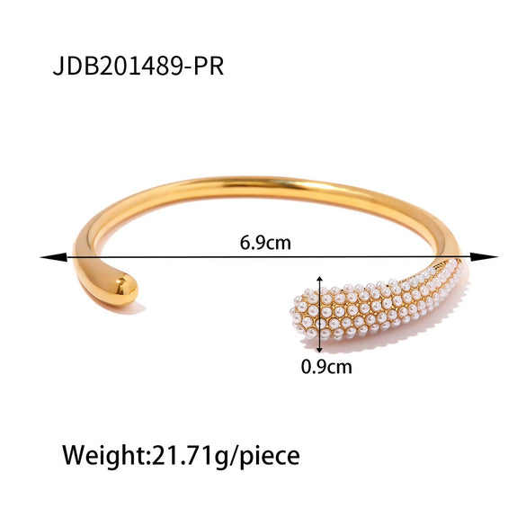 Fashion Smooth Opening Women's Bracelet In Stainless Steel With Geometric Design Electroplated