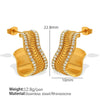 Fashion Snake Scale Texture Inlaid Czech Diamond 316L Stainless Steel Earrings And Ring