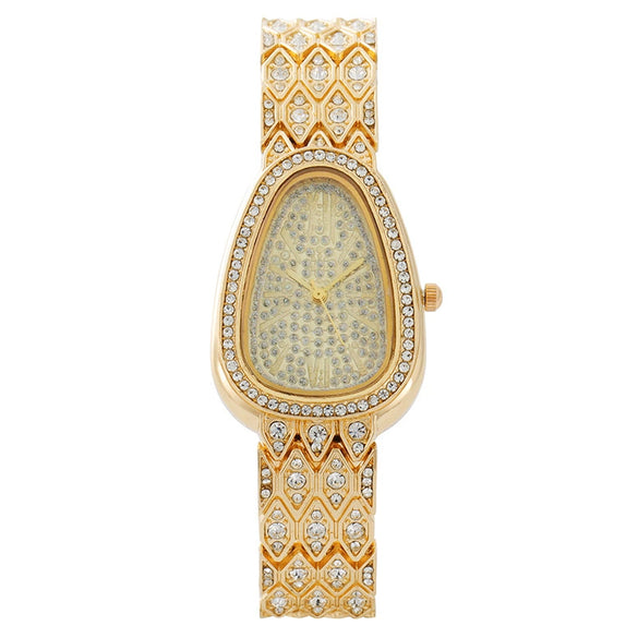 Fashion Snakeshaped Alloy Bracelet Women's Quartz Watch With Mineral Strengthened Glass Mirror And Printed Logo