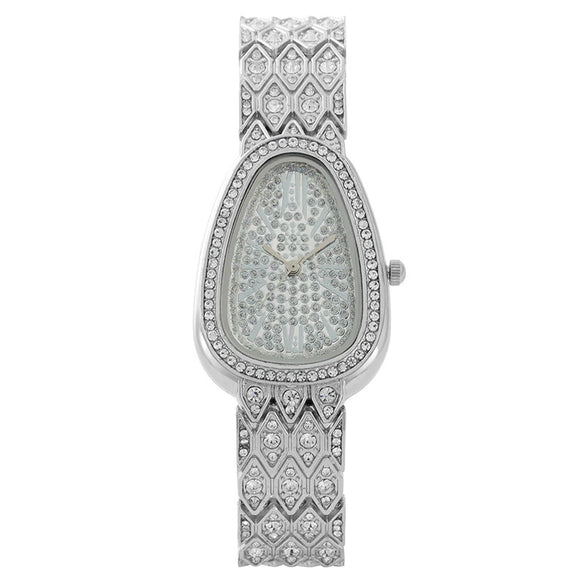 Fashion Snakeshaped Alloy Bracelet Women's Quartz Watch With Mineral Strengthened Glass Mirror And Printed Logo