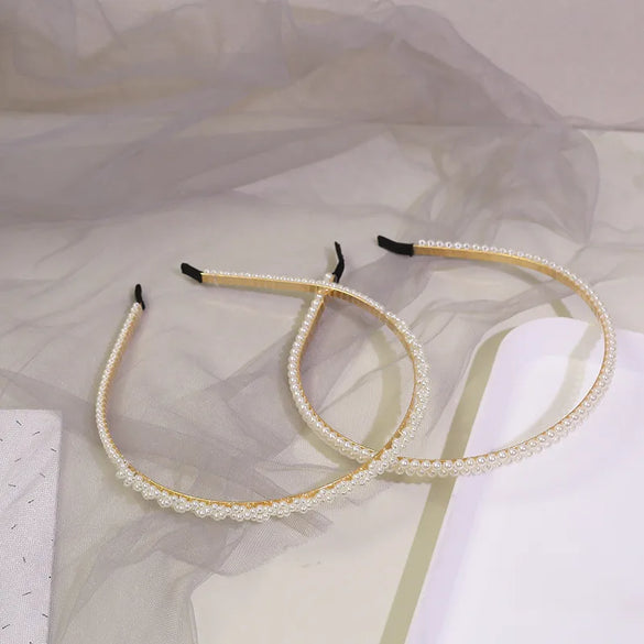 Fashion Solid Color Artificial Pearl Hair Band 1 Piece