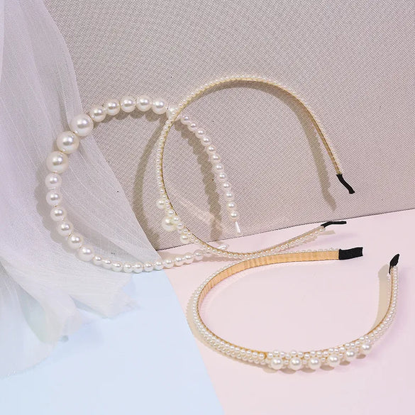 Fashion Solid Color Artificial Pearl Hair Band 1 Piece