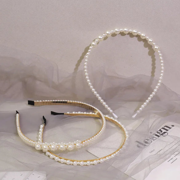 Fashion Solid Color Artificial Pearl Hair Band 1 Piece