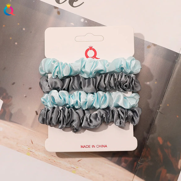 Fashion Solid Color Cloth Pleated Hair Tie 4 Pieces