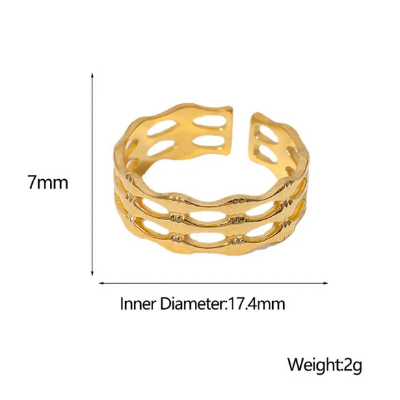 Fashion Solid Color Stainless Steel Plating Hollow Out Open Ring 1 Piece