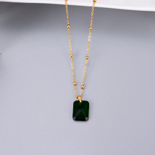 Fashion Solid Color Stainless Steel Pendant Necklace Plating Zircon Stainless Steel Necklaces
