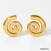 Fashion Spiral Texture Stainless Steel Earrings With Geometric Design And Electroplating Treatment For Women