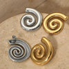 Fashion Spiral Texture Stainless Steel Earrings With Geometric Design And Electroplating Treatment For Women