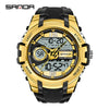 Fashion Sports Luminous Chronograph Electronic Watch Resin Strap Stainless Steel Clasp Plastic Mirror Round Dial