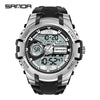 Fashion Sports Luminous Chronograph Electronic Watch Resin Strap Stainless Steel Clasp Plastic Mirror Round Dial
