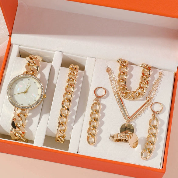 Fashion Square Bracelet Watch Hip Hop Spice Multilayer Necklace Sweater Chain Jewelry Alloy Artificial Zircon Ordinary Glass Mirror