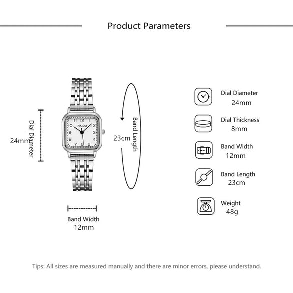 Fashion Square Digital Face Ladies Steel Band Watch Trend Quartz Watch