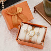 Fashion Square Ins Diamond Women's Watch And Four Leaf Clover Flower Bracelet Set Alloy Material