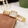Fashion Square Ins Diamond Women's Watch And Four Leaf Clover Flower Bracelet Set Alloy Material