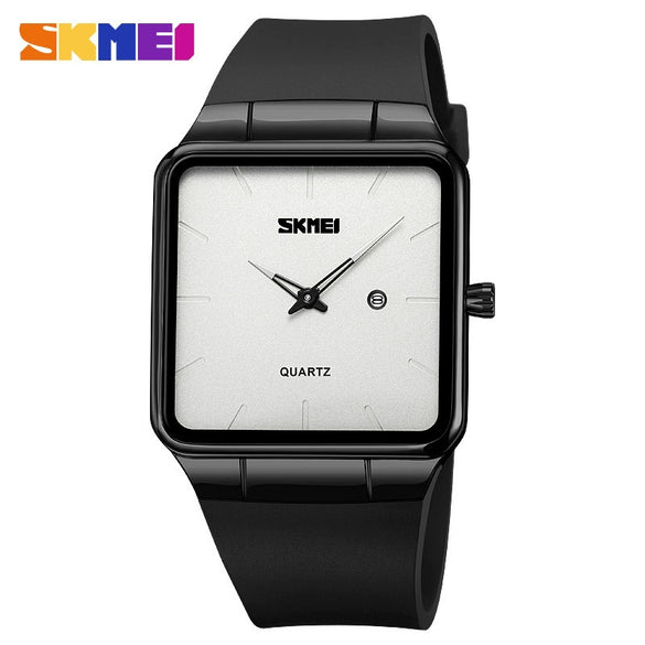 Fashion Square Men's Watch Zinc Alloy Case Tpu Strap Mineral Reinforced Glass Mirror Quartz Waterproof