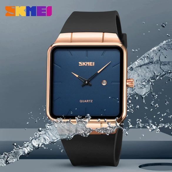 Fashion Square Men's Watch Zinc Alloy Case Tpu Strap Mineral Reinforced Glass Mirror Quartz Waterproof