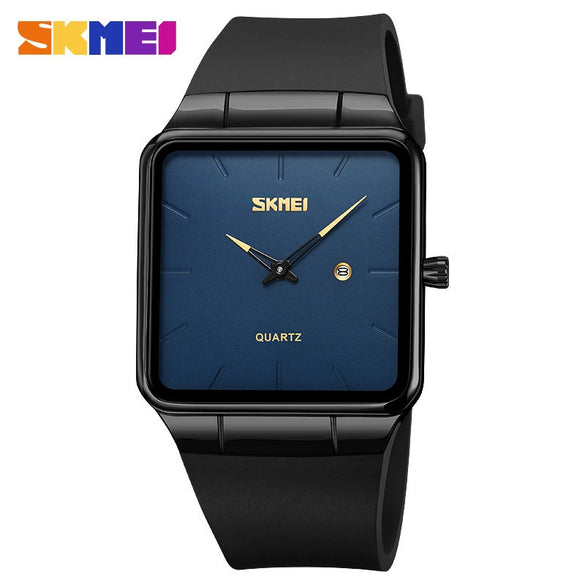 Fashion Square Men's Watch Zinc Alloy Case Tpu Strap Mineral Reinforced Glass Mirror Quartz Waterproof