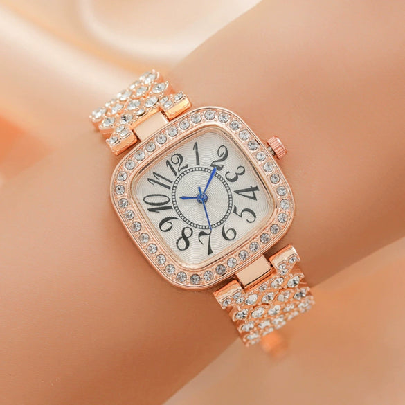 Fashion Square Metal Women's Watch Bracelet With Copper Clasp