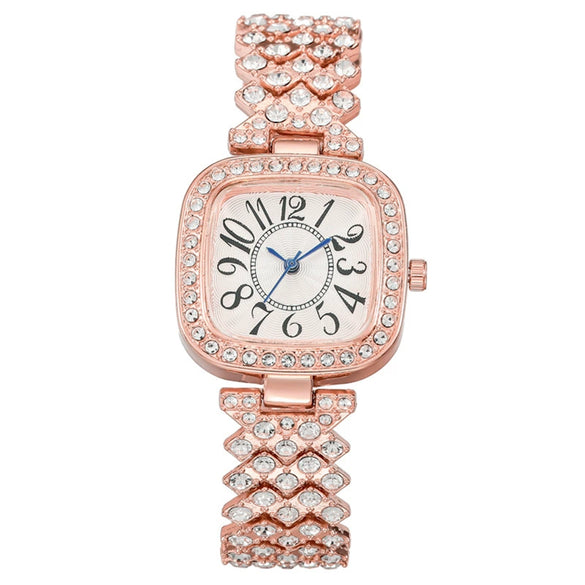 Fashion Square Metal Women's Watch Bracelet With Copper Clasp