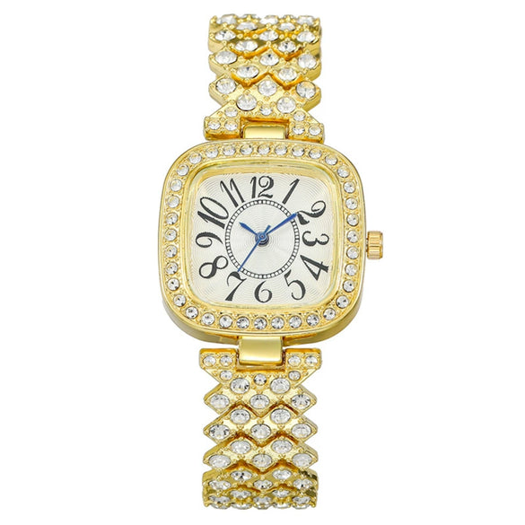 Fashion Square Metal Women's Watch Bracelet With Copper Clasp