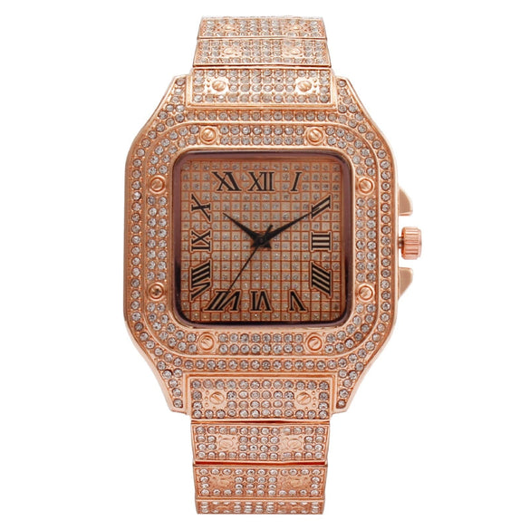 Fashion Square Metal Women's Watch With Roman Pattern