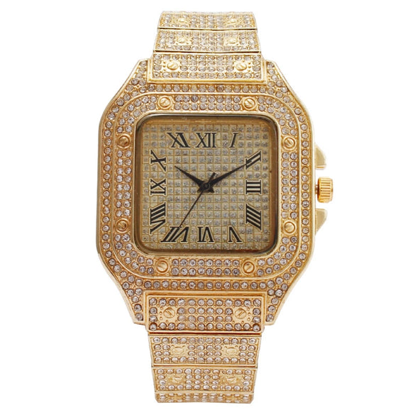 Fashion Square Metal Women's Watch With Roman Pattern