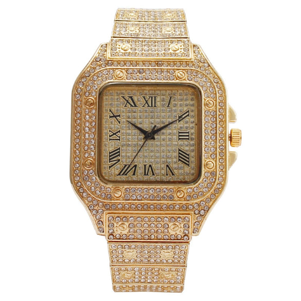 Fashion Square Metal Women's Watch With Roman Pattern
