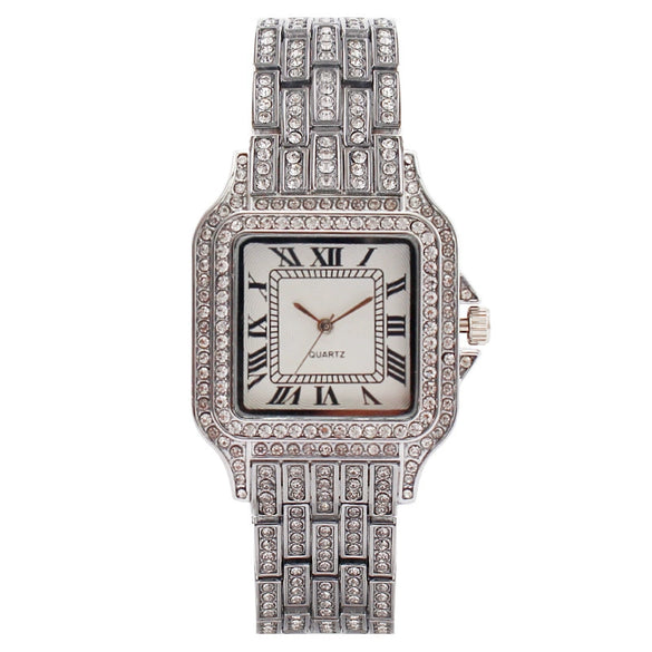 Fashion Square Roman Pattern Metal Women's Quartz Watch