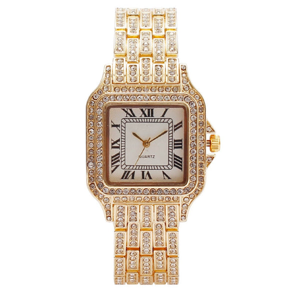 Fashion Square Roman Pattern Metal Women's Quartz Watch