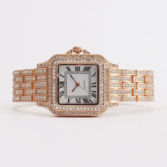 Fashion Square Roman Pattern Metal Women's Quartz Watch