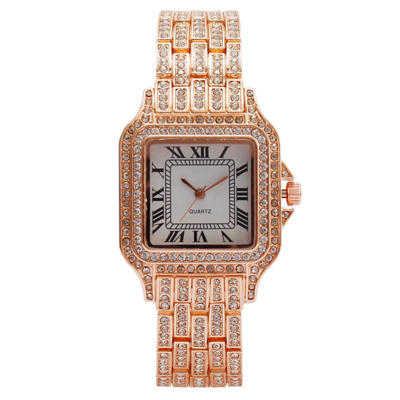 Fashion Square Roman Pattern Metal Women's Quartz Watch
