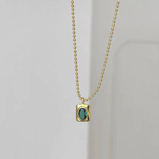 Fashion Square Stainless Steel Stainless Steel Plating Inlay Zircon Pendant Necklace 1 Piece