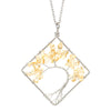 Fashion Square Tree Natural Stone Crystal Metal Beaded Hollow Out Pendant Necklace 1 Piece