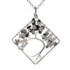 Fashion Square Tree Natural Stone Crystal Metal Beaded Hollow Out Pendant Necklace 1 Piece