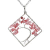 Fashion Square Tree Natural Stone Crystal Metal Beaded Hollow Out Pendant Necklace 1 Piece