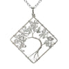 Fashion Square Tree Natural Stone Crystal Metal Beaded Hollow Out Pendant Necklace 1 Piece