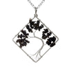 Fashion Square Tree Natural Stone Crystal Metal Beaded Hollow Out Pendant Necklace 1 Piece