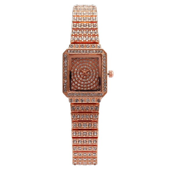 Fashion Square Women's Metal Bracelet Watch With Mineral Strengthened Glass Mirror And Copper Clasp