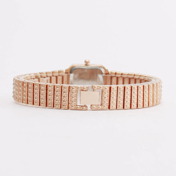 Fashion Square Women's Metal Bracelet Watch With Mineral Strengthened Glass Mirror And Copper Clasp