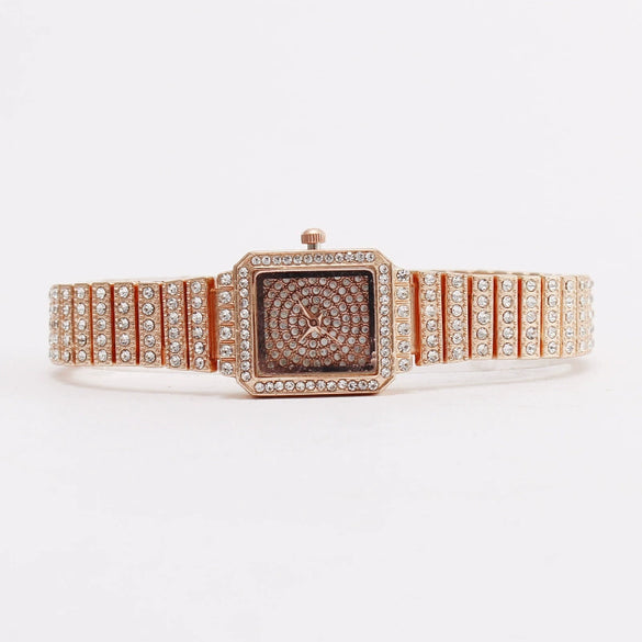 Fashion Square Women's Metal Bracelet Watch With Mineral Strengthened Glass Mirror And Copper Clasp