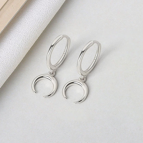 Fashion Stacked Crescent Moon Earrings In 925 Sterling Silver Simple Mixed Design For Women