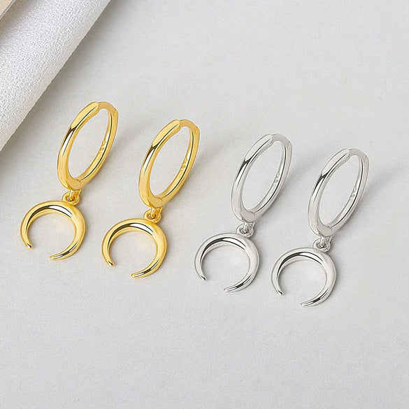 Fashion Stacked Crescent Moon Earrings In 925 Sterling Silver Simple Mixed Design For Women