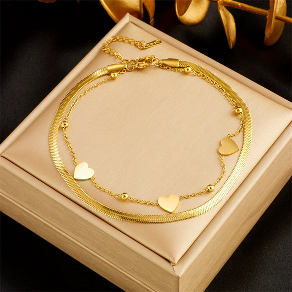 Fashion Stacking Style Stainless Steel Ladies Anklet With Love White Shell Tree Of Life Butterfly And Heart Shape Pendant