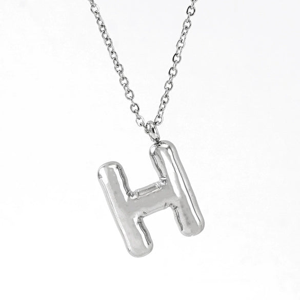 Fashion Stainless Steel And Titanium Steel Chubby Bubble Letter Necklace With Polishing Treatment And Cross Chain