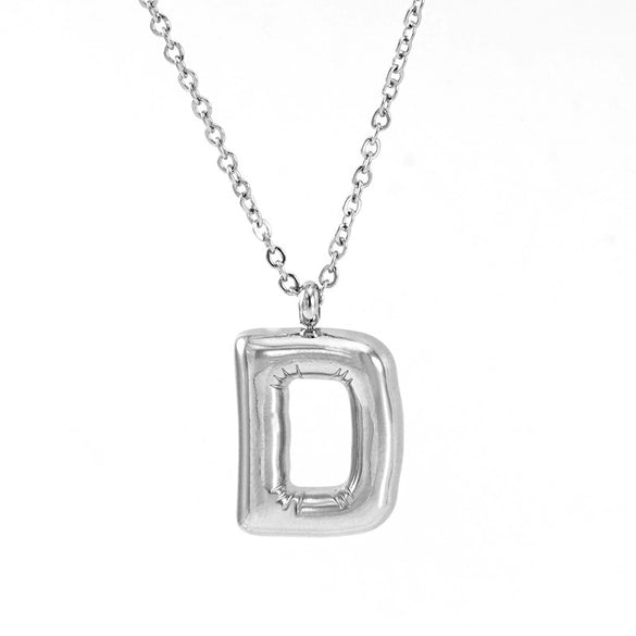 Fashion Stainless Steel And Titanium Steel Chubby Bubble Letter Necklace With Polishing Treatment And Cross Chain