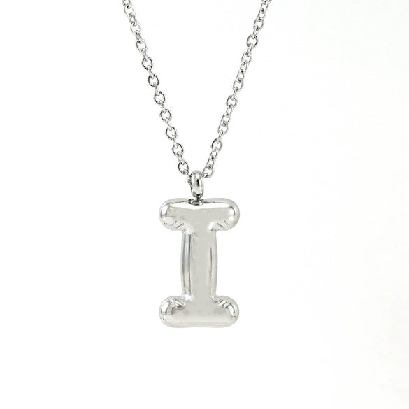 Fashion Stainless Steel And Titanium Steel Chubby Bubble Letter Necklace With Polishing Treatment And Cross Chain