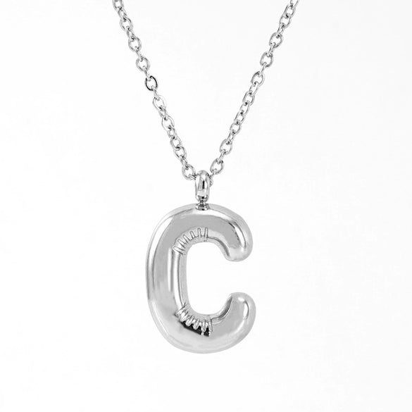 Fashion Stainless Steel And Titanium Steel Chubby Bubble Letter Necklace With Polishing Treatment And Cross Chain