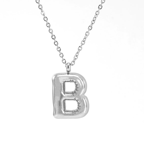 Fashion Stainless Steel And Titanium Steel Chubby Bubble Letter Necklace With Polishing Treatment And Cross Chain
