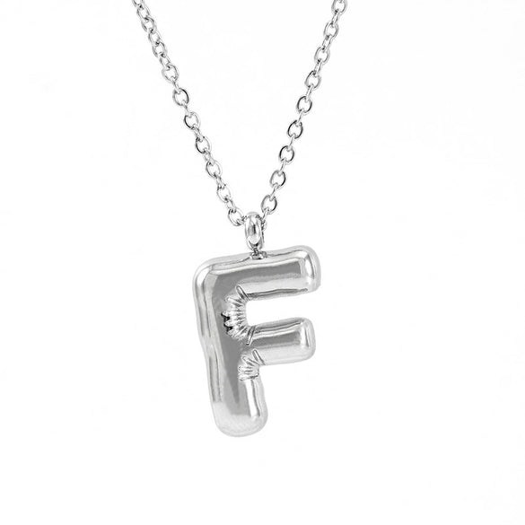 Fashion Stainless Steel And Titanium Steel Chubby Bubble Letter Necklace With Polishing Treatment And Cross Chain