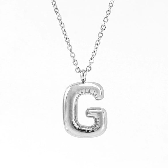 Fashion Stainless Steel And Titanium Steel Chubby Bubble Letter Necklace With Polishing Treatment And Cross Chain